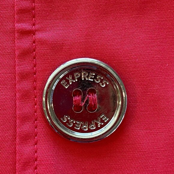 Express Lightweight Double Breasted Tie Waist Trench Coat Hot Pink Size Med - Picture 8 of 8